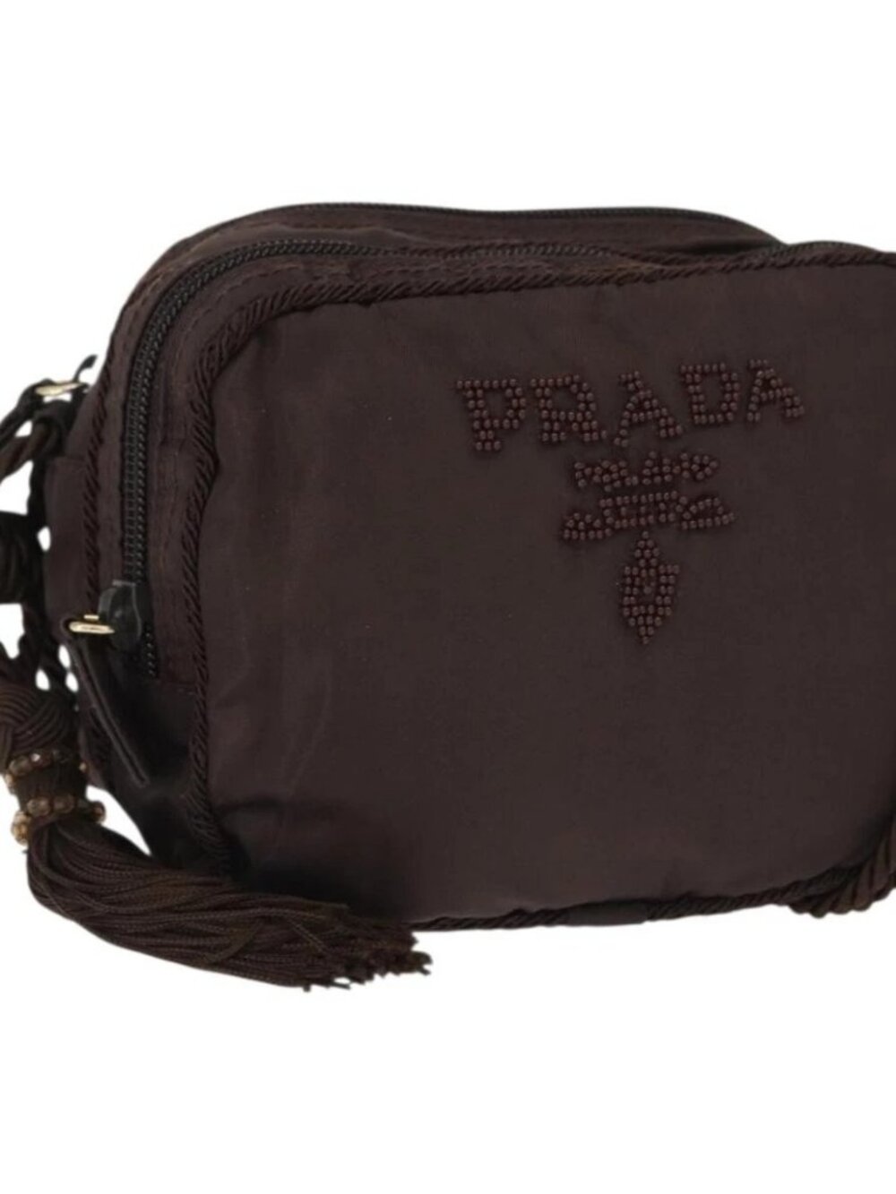 PRADA Shoulder Bag Nylon Brown Gold Auth gh1558 - Picture 2 of 16